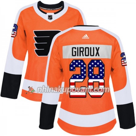 Philadelphia Flyers Dresy Claude Giroux 28 2017-2018 USA Flag Fashion Oranžová Adidas Authentic - Dámské Philadelphia Flyers Dresy Claude Giroux 28 2017-2018 USA Flag Fashion Oranžová Adidas Authentic - Dámské